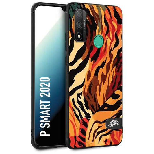 CUSTOMIZZA - Custodia cover nera morbida in tpu compatibile per Huawei P Smart 2020 leopardato maculato tigrato tiger colorata gialla rossa arancio