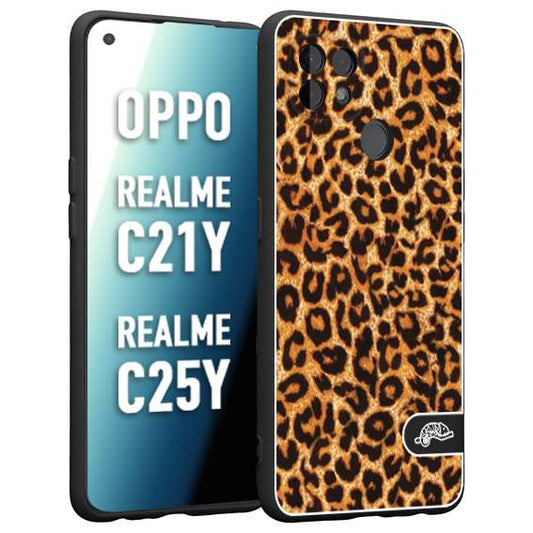 CUSTOMIZZA - Custodia cover nera morbida in tpu compatibile per Oppo Realme C21Y - C25Y leopardato maculato donna marrone leopard brown