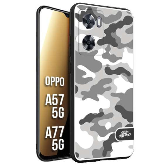 CUSTOMIZZA - Custodia cover nera morbida in tpu compatibile per Oppo A57 5G - A77 5G camouflage mimetico militare bianco white