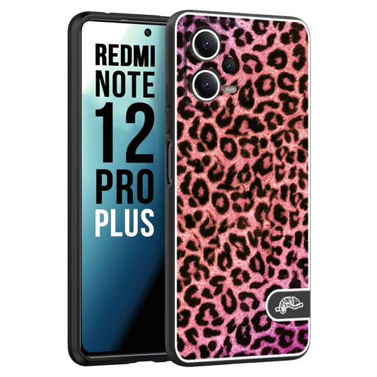 CUSTOMIZZA - Custodia cover nera morbida in tpu compatibile per Xiaomi Redmi Note 12 PRO PLUS leopardato maculato donna rosa leopard