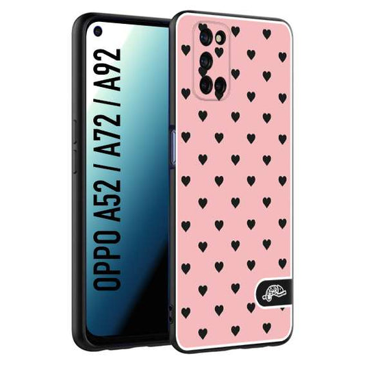 CUSTOMIZZA - Custodia cover nera morbida in tpu compatibile per Oppo A52 - A72 - A92 cuori pois rosa donna pin up vintage