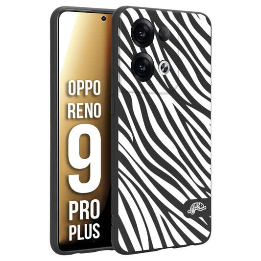 CUSTOMIZZA - Custodia cover nera morbida in tpu compatibile per Oppo Reno 9 PRO PLUS zebrata maculata a rilievo soft touch donna bianca