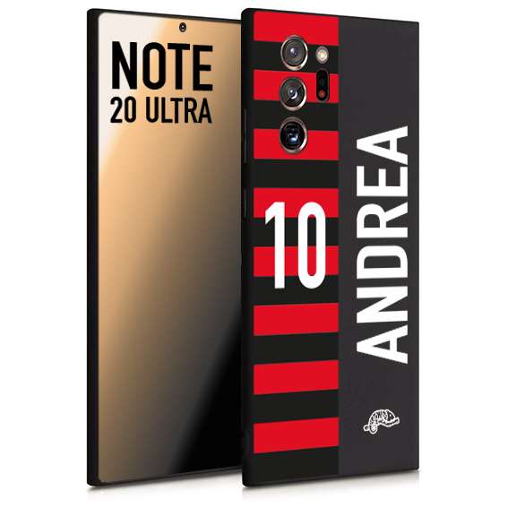 CUSTOMIZZA - Custodia cover nera morbida in tpu compatibile per Samsung NOTE 20 ULTRA personalizzata calcio football nome e numero calciatori rossonera