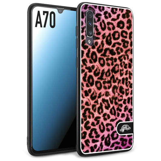 CUSTOMIZZA - Custodia cover nera morbida in tpu compatibile per Samsung A70 leopardato maculato donna rosa leopard