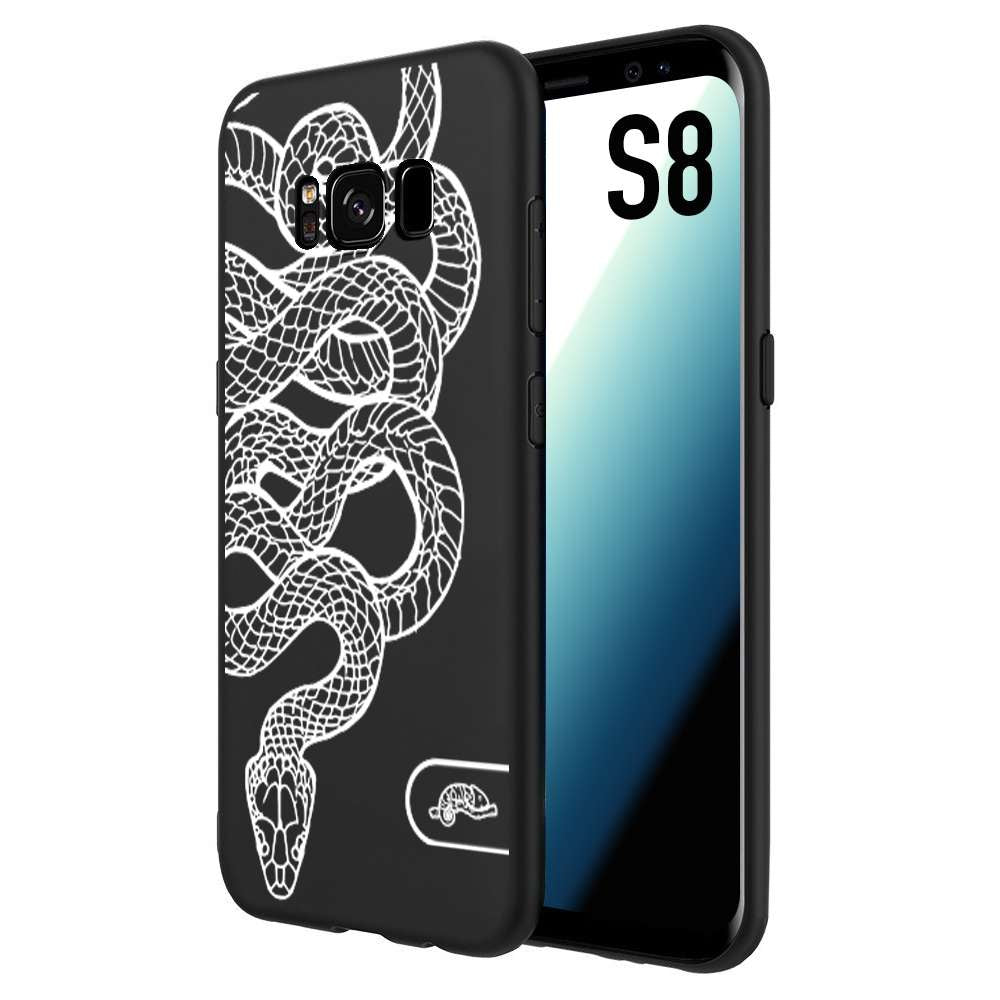 CUSTOMIZZA - Custodia cover nera morbida in tpu compatibile per Samsung S8 serpente snake bianco a rilievo disegnato tattoo tatuaggio