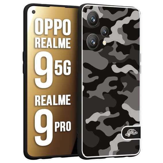 CUSTOMIZZA - Custodia cover nera morbida in tpu compatibile per Oppo Realme 9 5G - 9 PRO camouflage mimetico militare nero black grigio