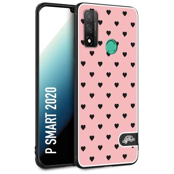 CUSTOMIZZA - Custodia cover nera morbida in tpu compatibile per Huawei P Smart 2020 cuori pois rosa donna pin up vintage