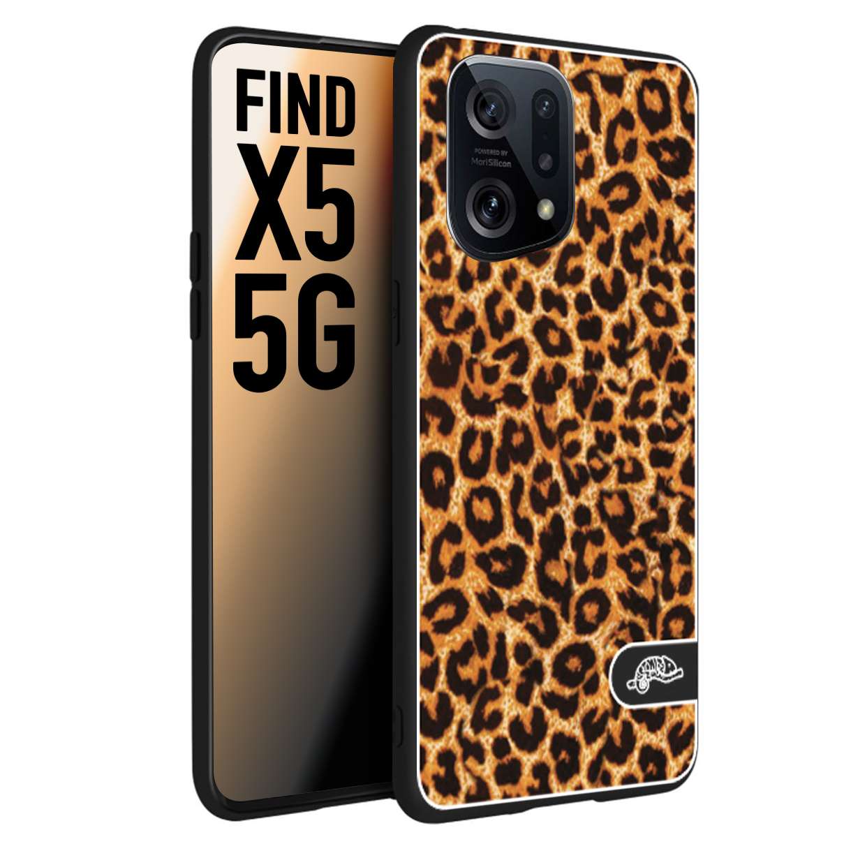 CUSTOMIZZA - Custodia cover nera morbida in tpu compatibile per Oppo Find X5 leopardato maculato donna marrone leopard brown