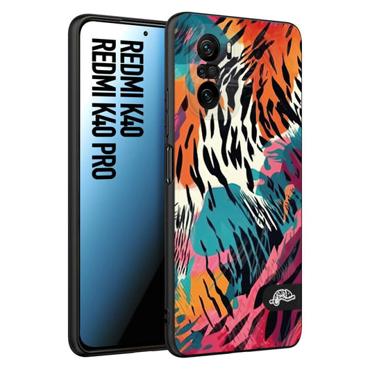 CUSTOMIZZA - Custodia cover nera morbida in tpu compatibile per Xiaomi Redmi K40 - K40 Pro leopardato maculato tigrato tiger colorata summer color