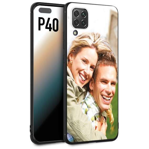 CUSTOMIZZA - Custodia cover nera morbida in tpu compatibile per Huawei P40 personalizzata con foto immagine scritta a piacere