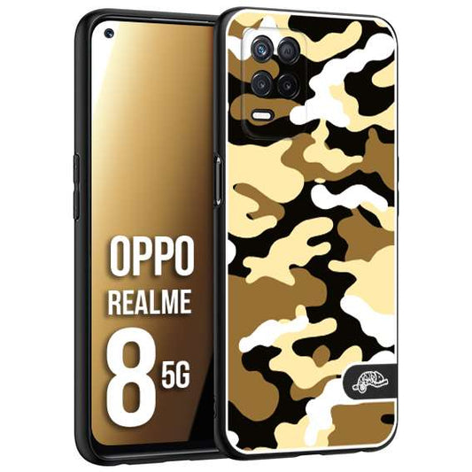 CUSTOMIZZA - Custodia cover nera morbida in tpu compatibile per Oppo Realme 8 5G camouflage mimetico militare giallo desert brown