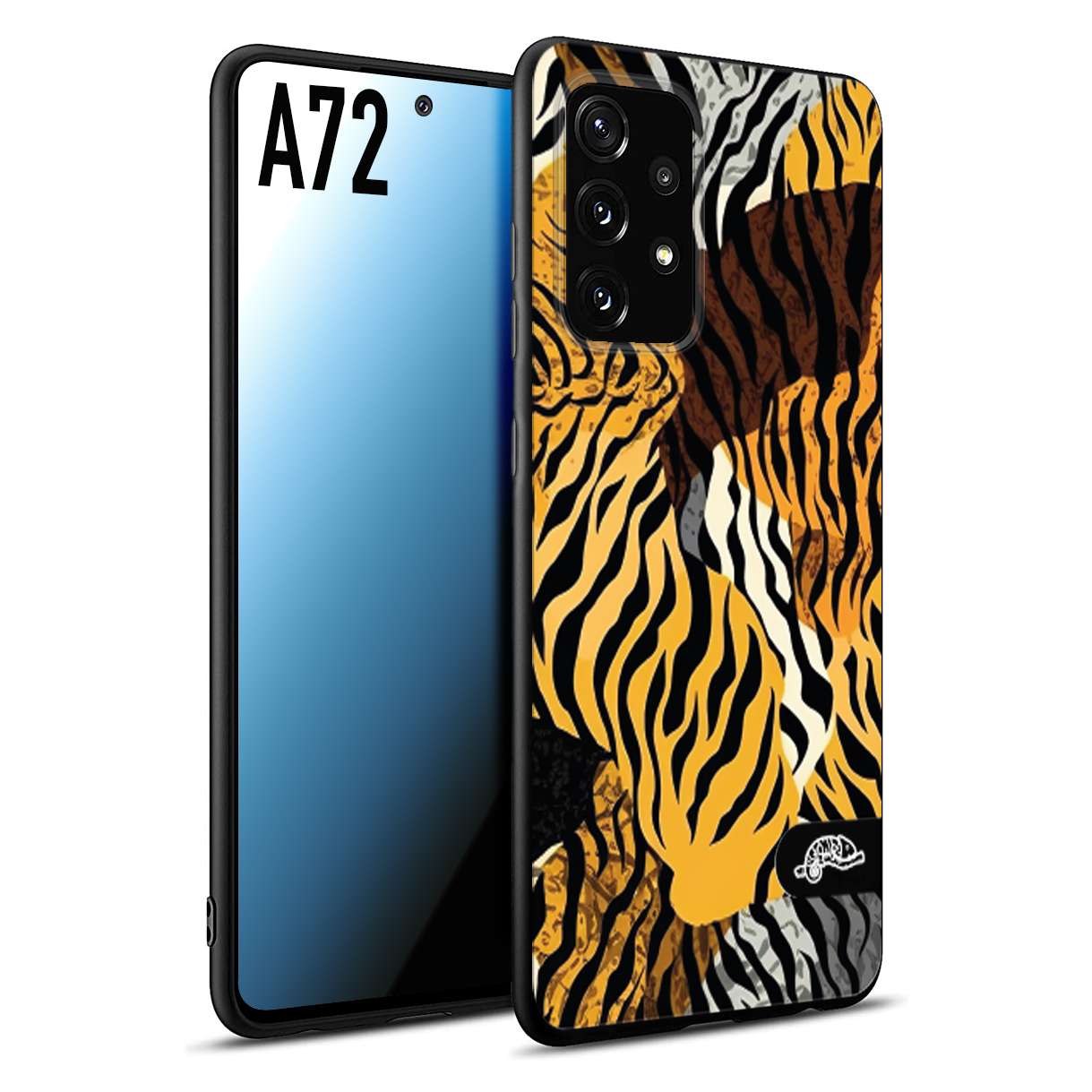 CUSTOMIZZA - Custodia cover nera morbida in tpu compatibile per Samsung A72 leopardato tigrato tiger colorata donna fashion estate