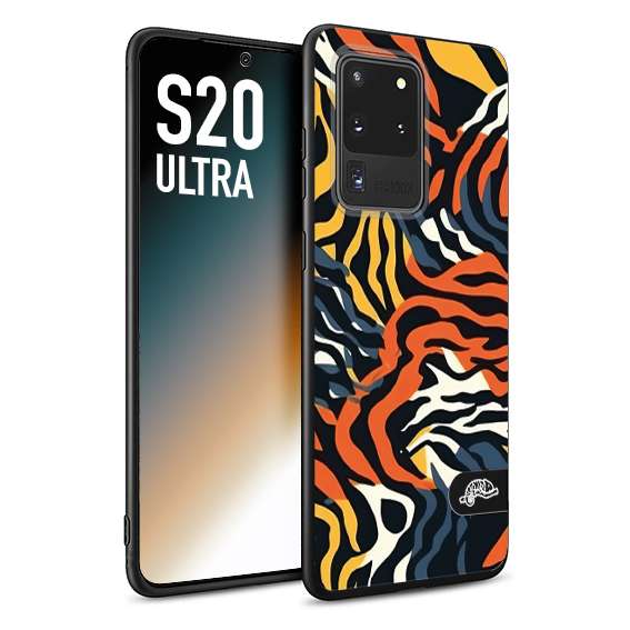 CUSTOMIZZA - Custodia cover nera morbida in tpu compatibile per Samsung S20 ULTRA leopardato maculato tigrato tiger colorata gialla blu arancio