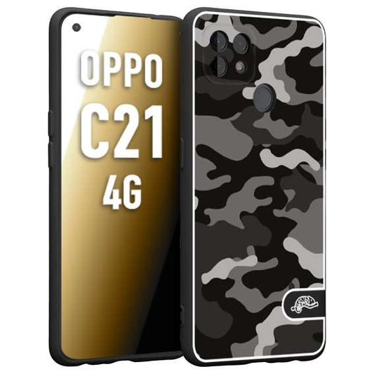 CUSTOMIZZA - Custodia cover nera morbida in tpu compatibile per Oppo Realme C21 4G camouflage mimetico militare nero black grigio