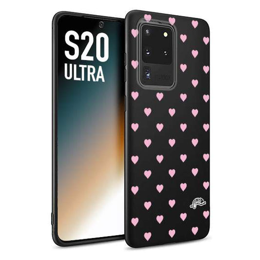 CUSTOMIZZA - Custodia cover nera morbida in tpu compatibile per Samsung S20 ULTRA cuori pois rosa su nero donna pin up vintage