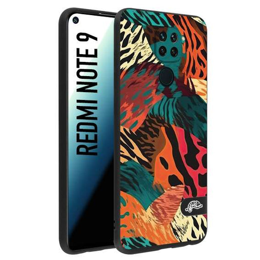 CUSTOMIZZA - Custodia cover nera morbida in tpu compatibile per Xiaomi Redmi Note 9 leopardato tigrato tiger colorata summer arancio verde fucsia