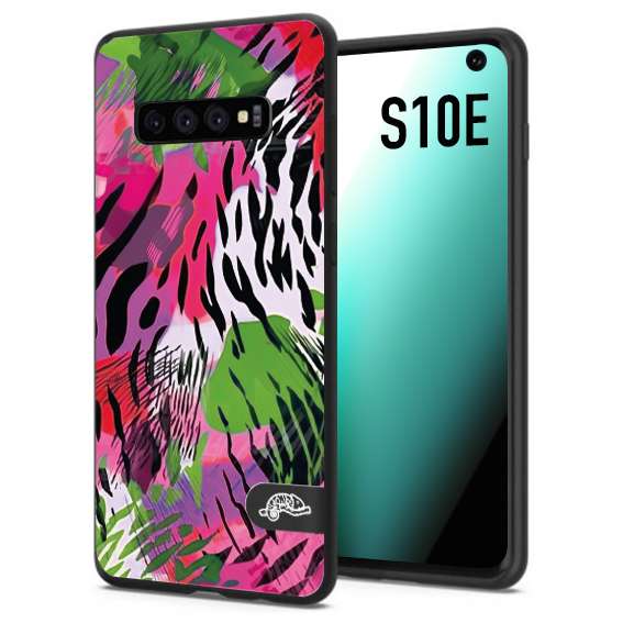 CUSTOMIZZA - Custodia cover nera morbida in tpu compatibile per Samsung S10E leopardato tigrato tiger colorata summer color verde fucsia