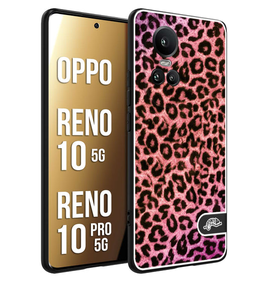 CUSTOMIZZA - Custodia cover nera morbida in tpu compatibile per Oppo Reno 10 5G - 10 PRO 5G leopardato maculato donna rosa leopard