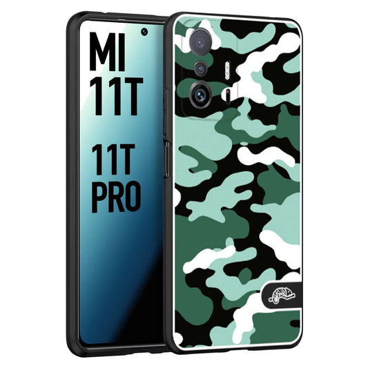 CUSTOMIZZA - Custodia cover nera morbida in tpu compatibile per Xiaomi Mi 11T - Mi 11T PRO camouflage mimetico militare verde green