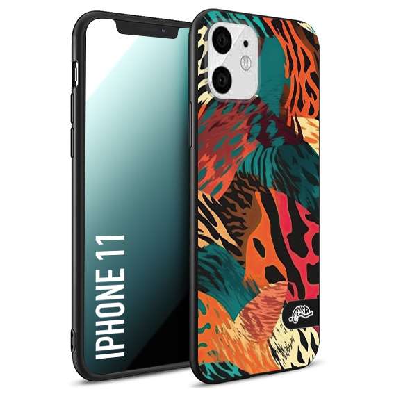 CUSTOMIZZA - Custodia cover nera morbida in tpu compatibile per iPhone 11 leopardato tigrato tiger colorata summer arancio verde fucsia