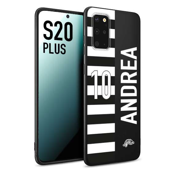 CUSTOMIZZA - Custodia cover nera morbida in tpu compatibile per Samsung S20 PLUS personalizzata calcio football nome e numero calciatori bianconera