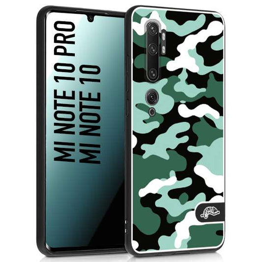 CUSTOMIZZA - Custodia cover nera morbida in tpu compatibile per Xiaomi Mi Note 10 - Mi Note 10 Pro camouflage mimetico militare verde green