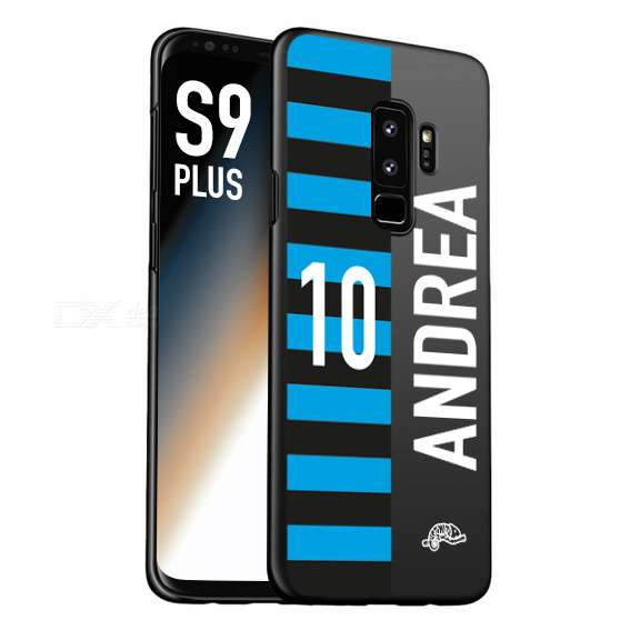 CUSTOMIZZA - Custodia cover nera morbida in tpu compatibile per Samsung S9 PLUS personalizzata calcio football nome e numero calciatori nerazzurra