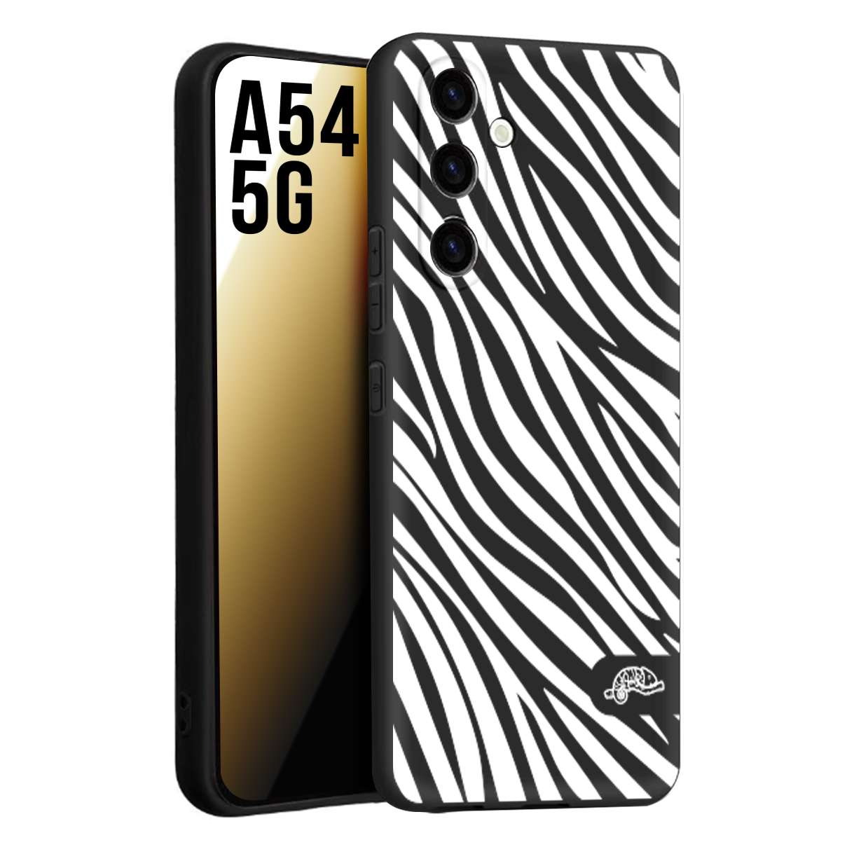 CUSTOMIZZA - Custodia cover nera morbida in tpu compatibile per Samsung A54 5G zebrata maculata a rilievo soft touch donna bianca