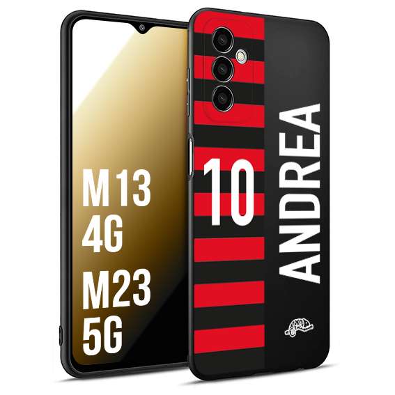 CUSTOMIZZA - Custodia cover nera morbida in tpu compatibile per Samsung M13 4G - M23 5G personalizzata calcio football nome e numero calciatori rossonera