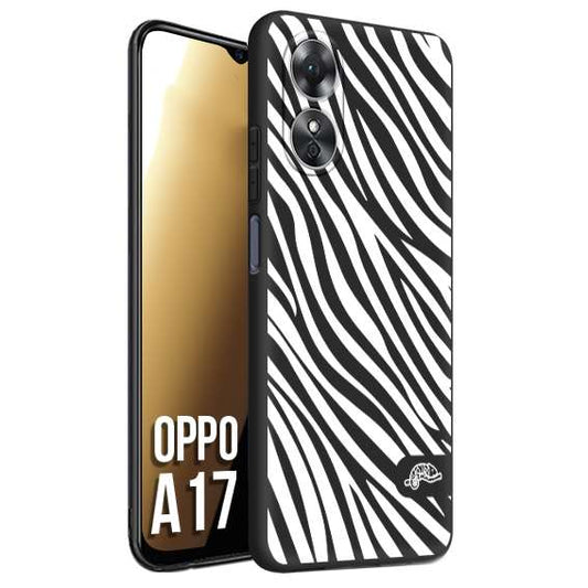 CUSTOMIZZA - Custodia cover nera morbida in tpu compatibile per Oppo A17 zebrata maculata a rilievo soft touch donna bianca