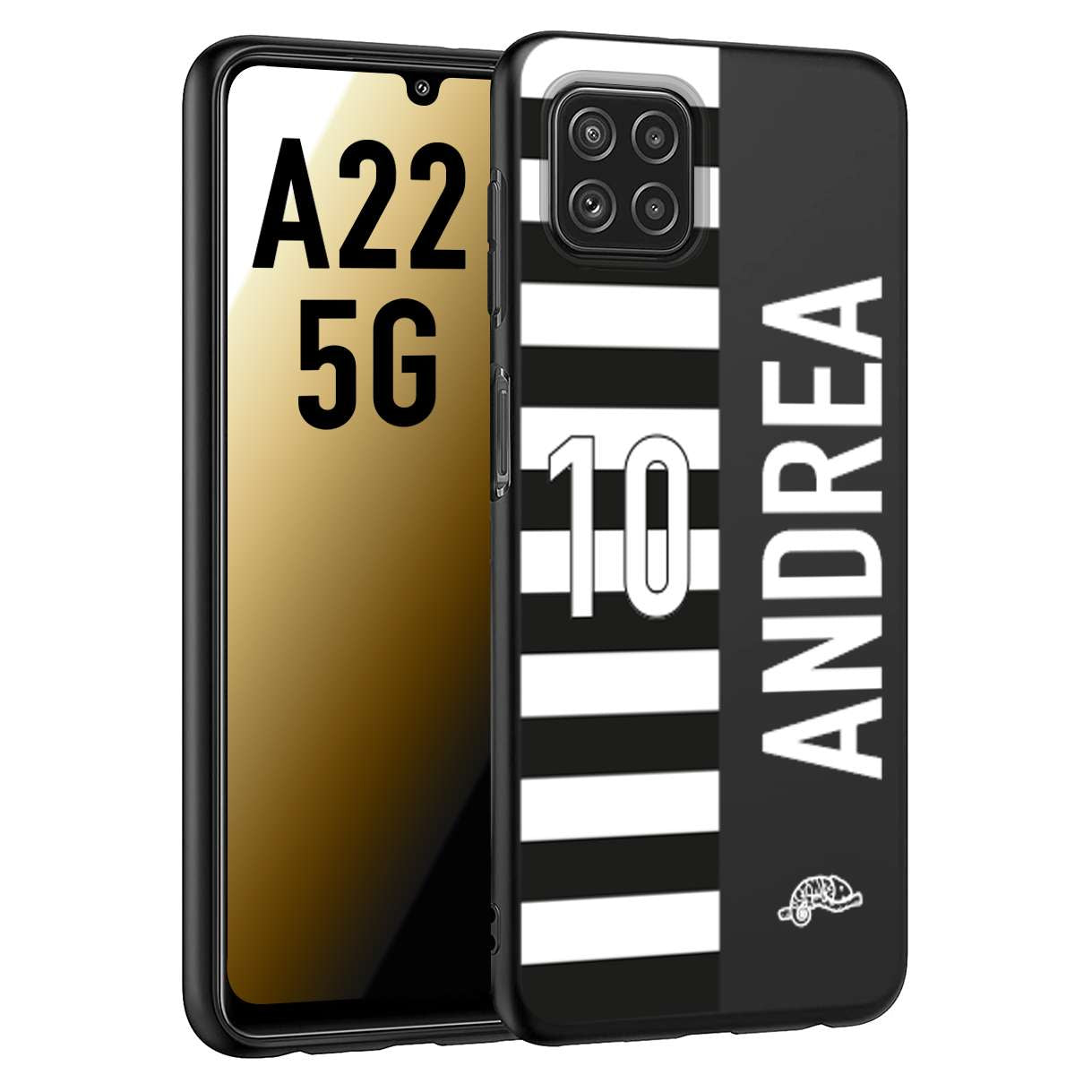 CUSTOMIZZA - Custodia cover nera morbida in tpu compatibile per Samsung A22 5G personalizzata calcio football nome e numero calciatori bianconera