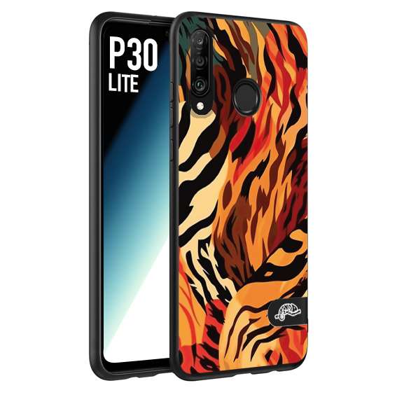 CUSTOMIZZA - Custodia cover nera morbida in tpu compatibile per Huawei P30 LITE leopardato maculato tigrato tiger colorata gialla rossa arancio