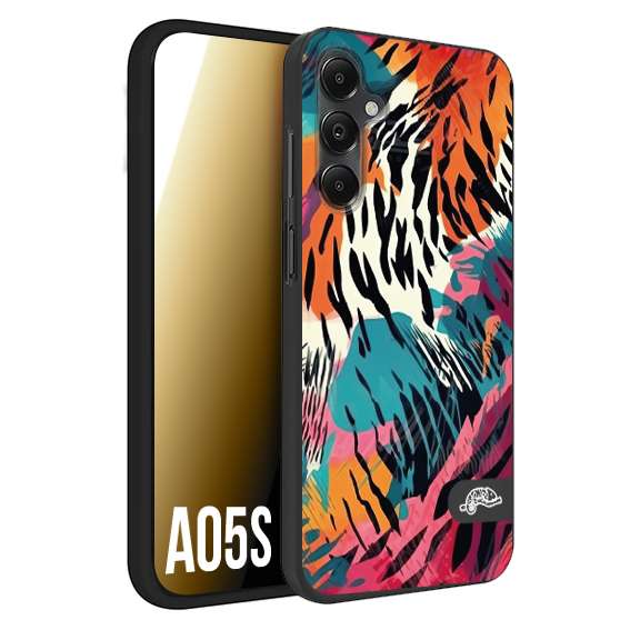 CUSTOMIZZA - Custodia cover nera morbida in tpu compatibile per Samsung A05S leopardato maculato tigrato tiger colorata summer color