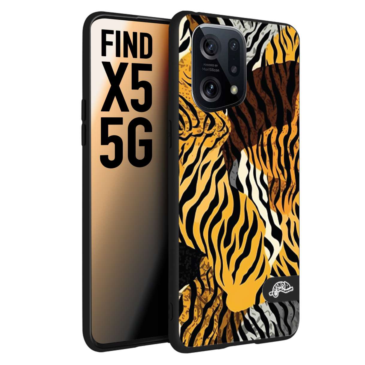 CUSTOMIZZA - Custodia cover nera morbida in tpu compatibile per Oppo Find X5 leopardato tigrato tiger colorata donna fashion estate