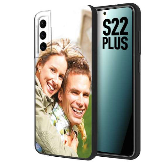 CUSTOMIZZA - Custodia cover nera morbida in tpu compatibile per Samsung S22 PLUS personalizzata con foto immagine scritta a piacere