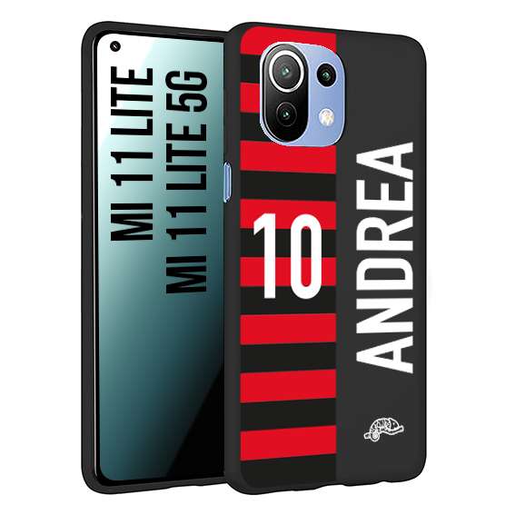 CUSTOMIZZA - Custodia cover nera morbida in tpu compatibile per Xiaomi Mi 11 Lite / Mi 11 Lite 5G personalizzata calcio football nome e numero calciatori rossonera