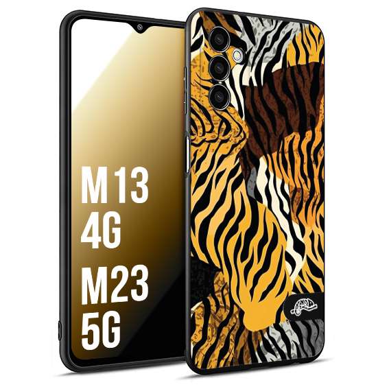 CUSTOMIZZA - Custodia cover nera morbida in tpu compatibile per Samsung M13 4G - M23 5G leopardato tigrato tiger colorata donna fashion estate