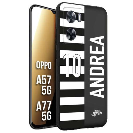 CUSTOMIZZA - Custodia cover nera morbida in tpu compatibile per Oppo A57 5G - A77 5G personalizzata calcio football nome e numero calciatori bianconera