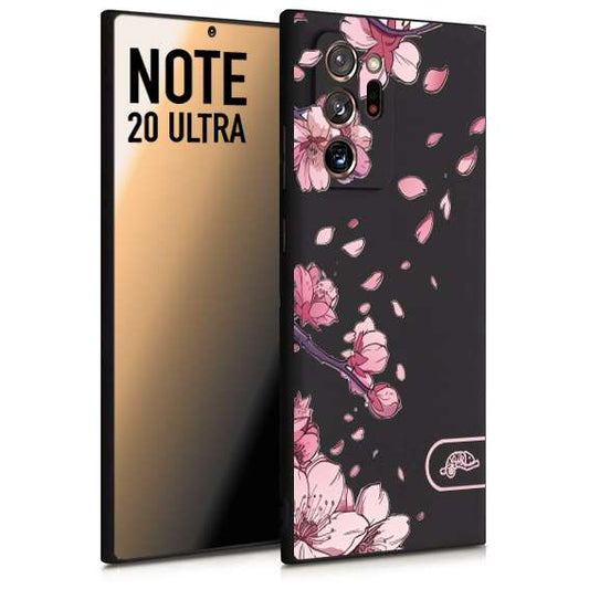 CUSTOMIZZA - Custodia cover nera morbida in tpu compatibile per Samsung NOTE 20 ULTRA giapponese fiori di ciliegio in fiore a rilievo disegnata tattoo