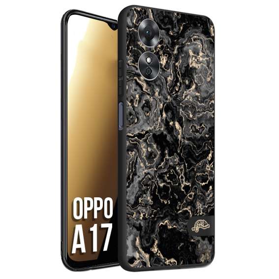 CUSTOMIZZA - Custodia cover nera morbida in tpu compatibile per Oppo A17 effetto marmo marble nero black venature dorato pietra