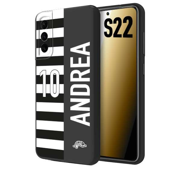 CUSTOMIZZA - Custodia cover nera morbida in tpu compatibile per Samsung S22 personalizzata calcio football nome e numero calciatori bianconera