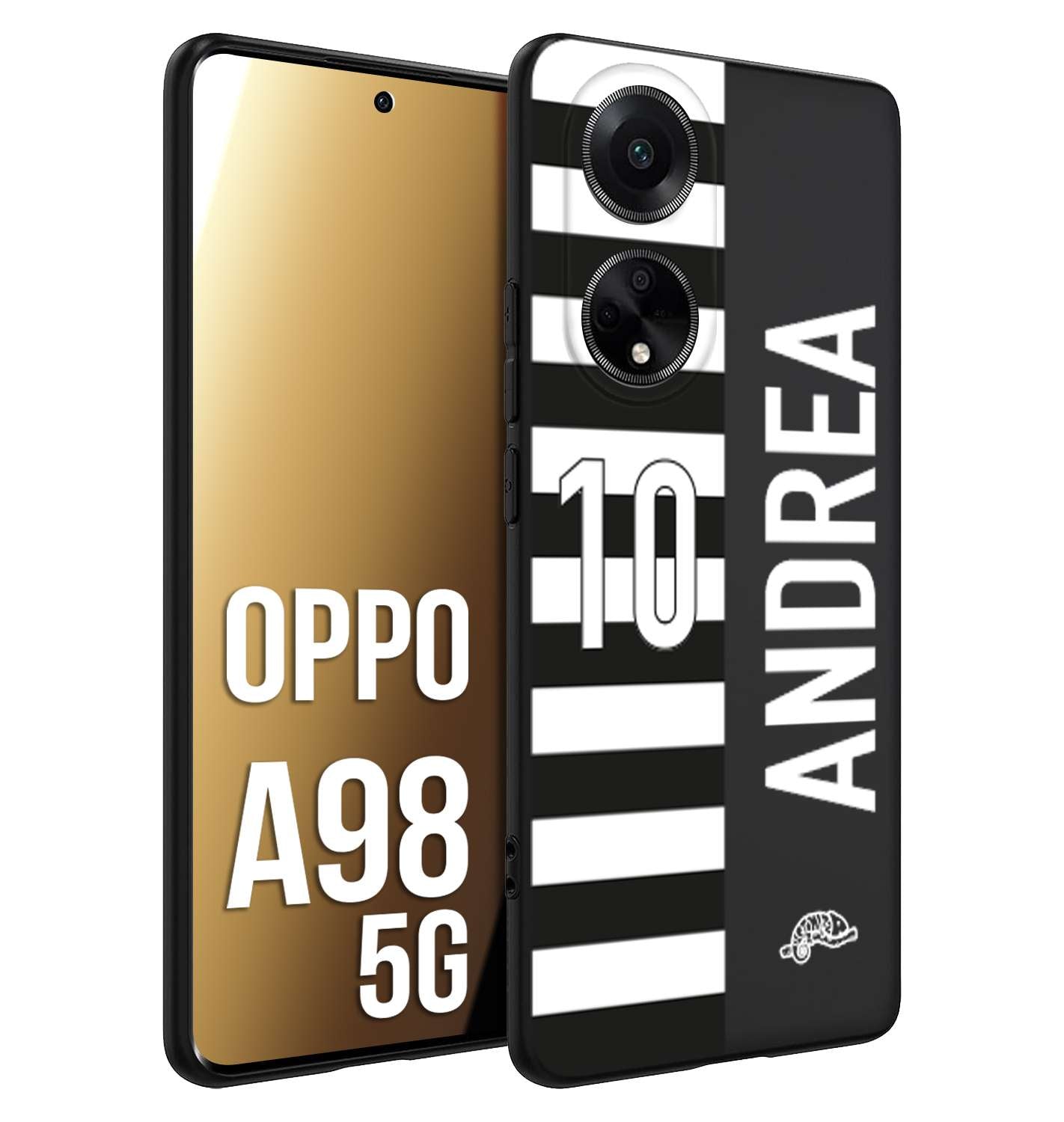 CUSTOMIZZA - Custodia cover nera morbida in tpu compatibile per Oppo A98 5G personalizzata calcio football nome e numero calciatori bianconera