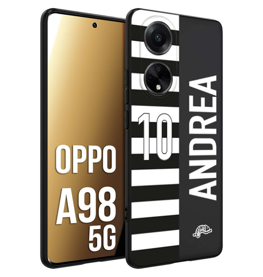 CUSTOMIZZA - Custodia cover nera morbida in tpu compatibile per Oppo A98 5G personalizzata calcio football nome e numero calciatori bianconera