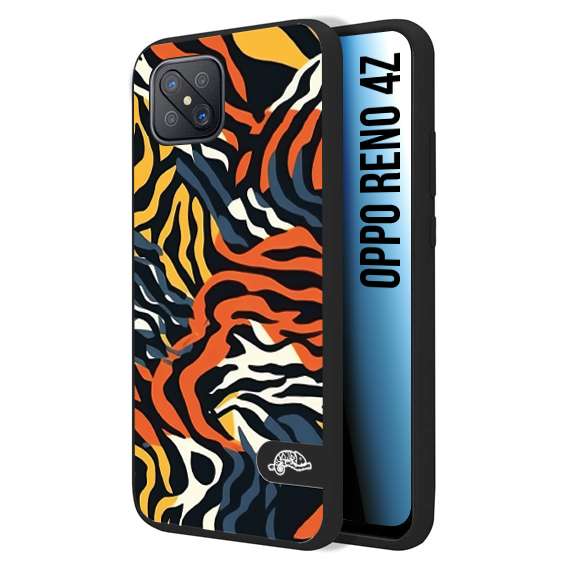 CUSTOMIZZA - Custodia cover nera morbida in tpu compatibile per Oppo Reno 4Z leopardato maculato tigrato tiger colorata gialla blu arancio