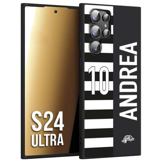 CUSTOMIZZA - Custodia cover nera morbida in tpu compatibile per Samsung S24 ULTRA personalizzata calcio football nome e numero calciatori bianconera