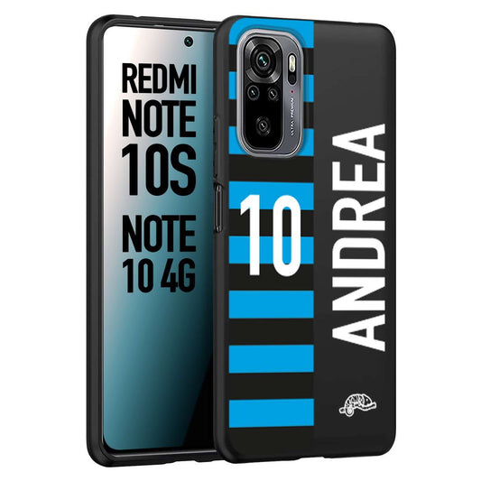 CUSTOMIZZA - Custodia cover nera morbida in tpu compatibile per Xiaomi Redmi Note 10S personalizzata calcio football nome e numero calciatori nerazzurra