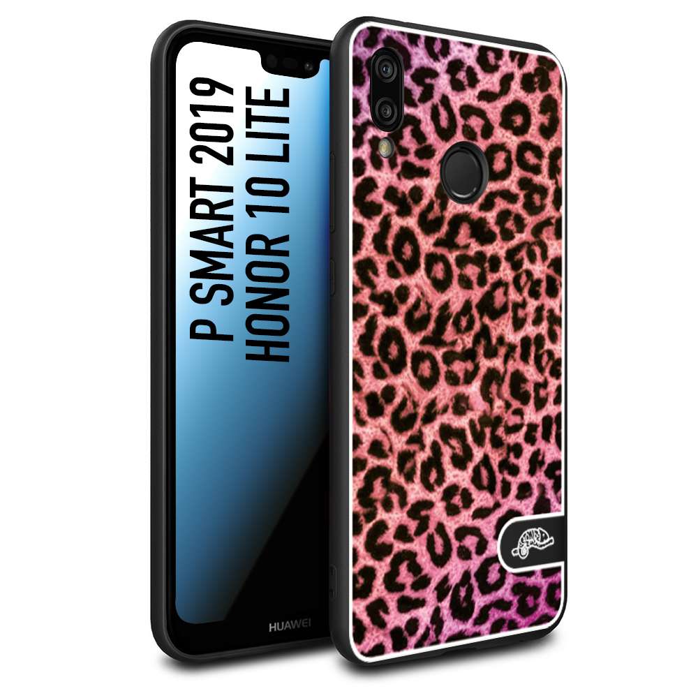 CUSTOMIZZA - Custodia cover nera morbida in tpu compatibile per Huawei P Smart 2019 leopardato maculato donna rosa leopard