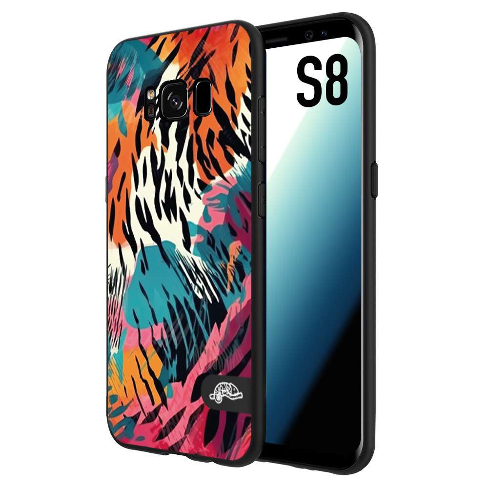 CUSTOMIZZA - Custodia cover nera morbida in tpu compatibile per Samsung S8 leopardato maculato tigrato tiger colorata summer color