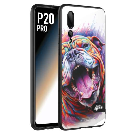 CUSTOMIZZA - Custodia cover nera morbida in tpu compatibile per Huawei P20 PRO animali color bulldog cane dog colori vibranti disegnato schizzo