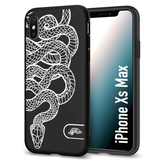 CUSTOMIZZA - Custodia cover nera morbida in tpu compatibile per iPhone Xs Max serpente snake bianco a rilievo disegnato tattoo tatuaggio